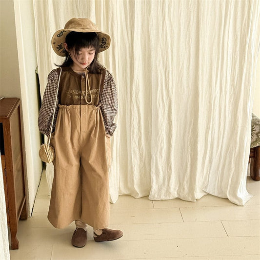 ノースリーブジャンプスーツ キッズジャンプスーツ レターロゴプリントノースリーブドッキングジャンプスーツ【mh0009017】