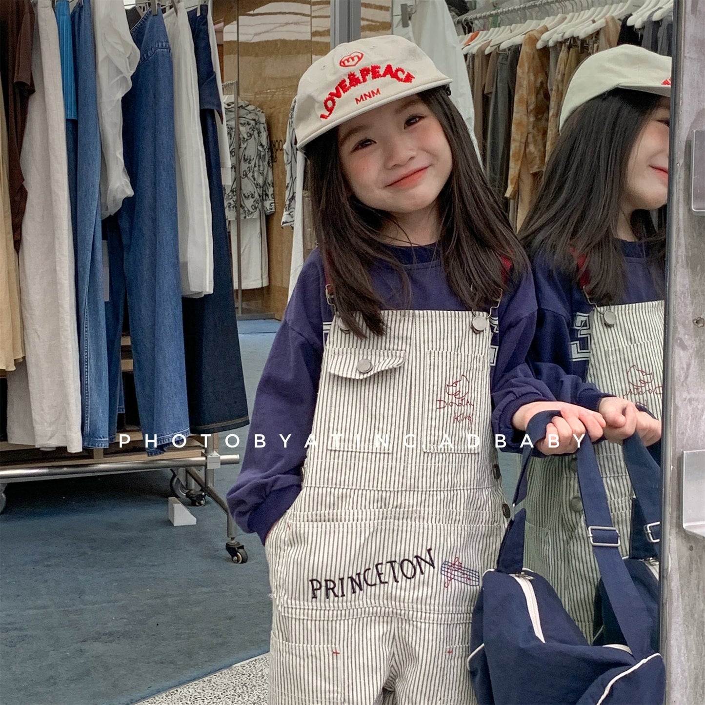 オーバーオール レターロゴ刺繍デニムオーバーオール サロペット【mh0010816】