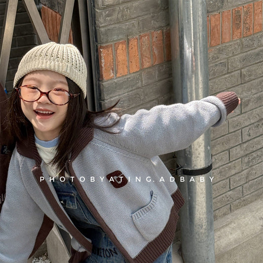 カーディガン・パーカー ワッペン付きジップアップニットカーディガンセーター【mh0010903】