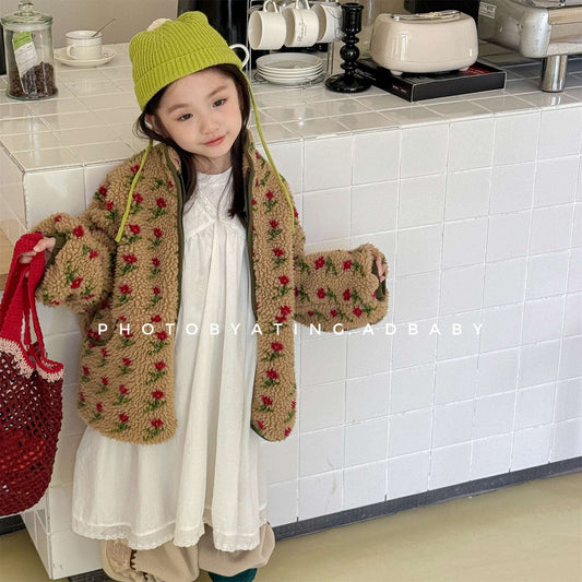 ショートコート・ジャケット・ジャンパー シープボアコート 花柄 フリースジャケット もこもこアウター 厚手防寒【mh0011436】