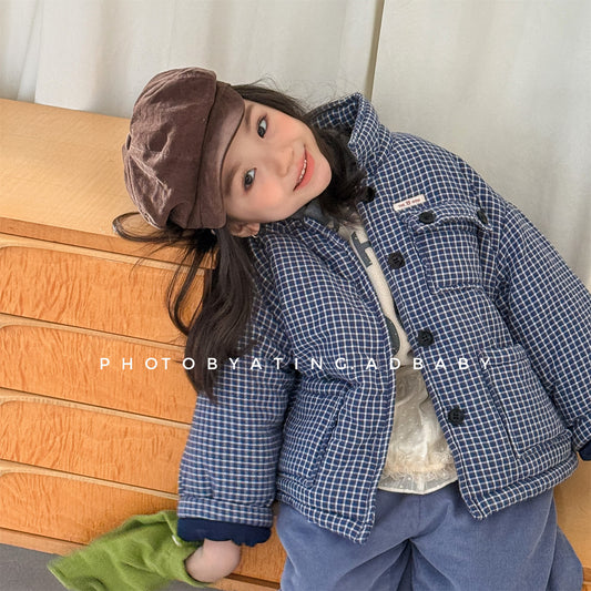 ショートコート・ジャケット・ジャンパー チェック柄ジャケット コート 中綿入り アウター【mh0011901】