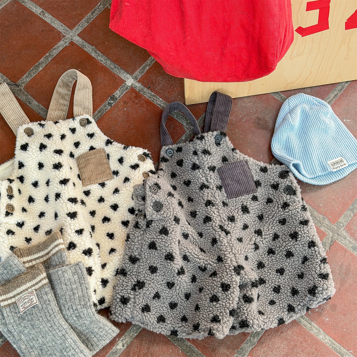 サロペットパンツ・サスペンダーパンツ ハートフリースサロペット ショートサスペンダーパンツ【mh0011923】