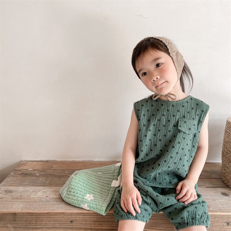 ノースリーブセットアップ Polka Dot Sleeveless & Shorts Set ドット柄 ノースリーブ セットアップ【mh0012141】