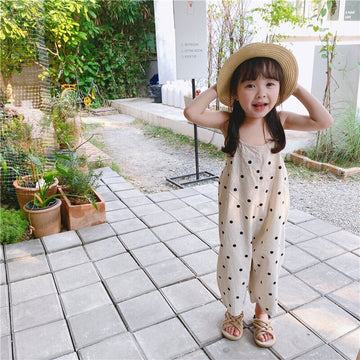 サロペットパンツ・サスペンダーパンツ Polka Dot Wide-Leg Jumpsuit ドット柄 ワイドサロペット【mh0012137】