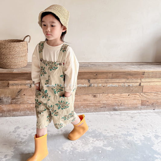 オーバーオール Retro Flower Cotton Overalls レトロフラワー サロペットパンツ【mh0011996】