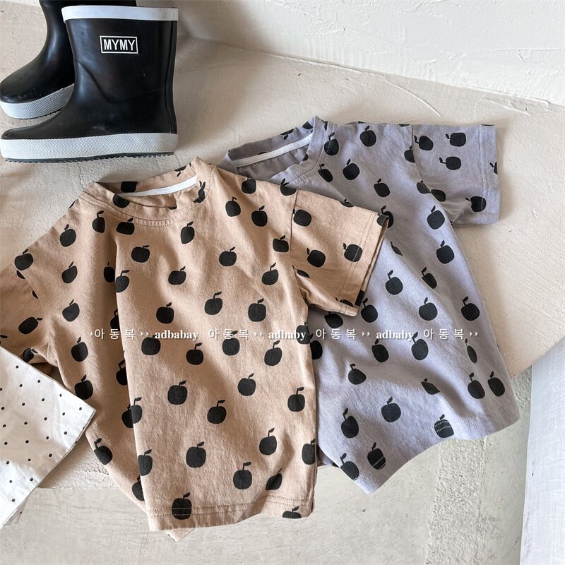 半袖Tシャツ Apple Print Short Sleeve T-Shirt アップルプリント 半袖Tシャツ【mh0012143】