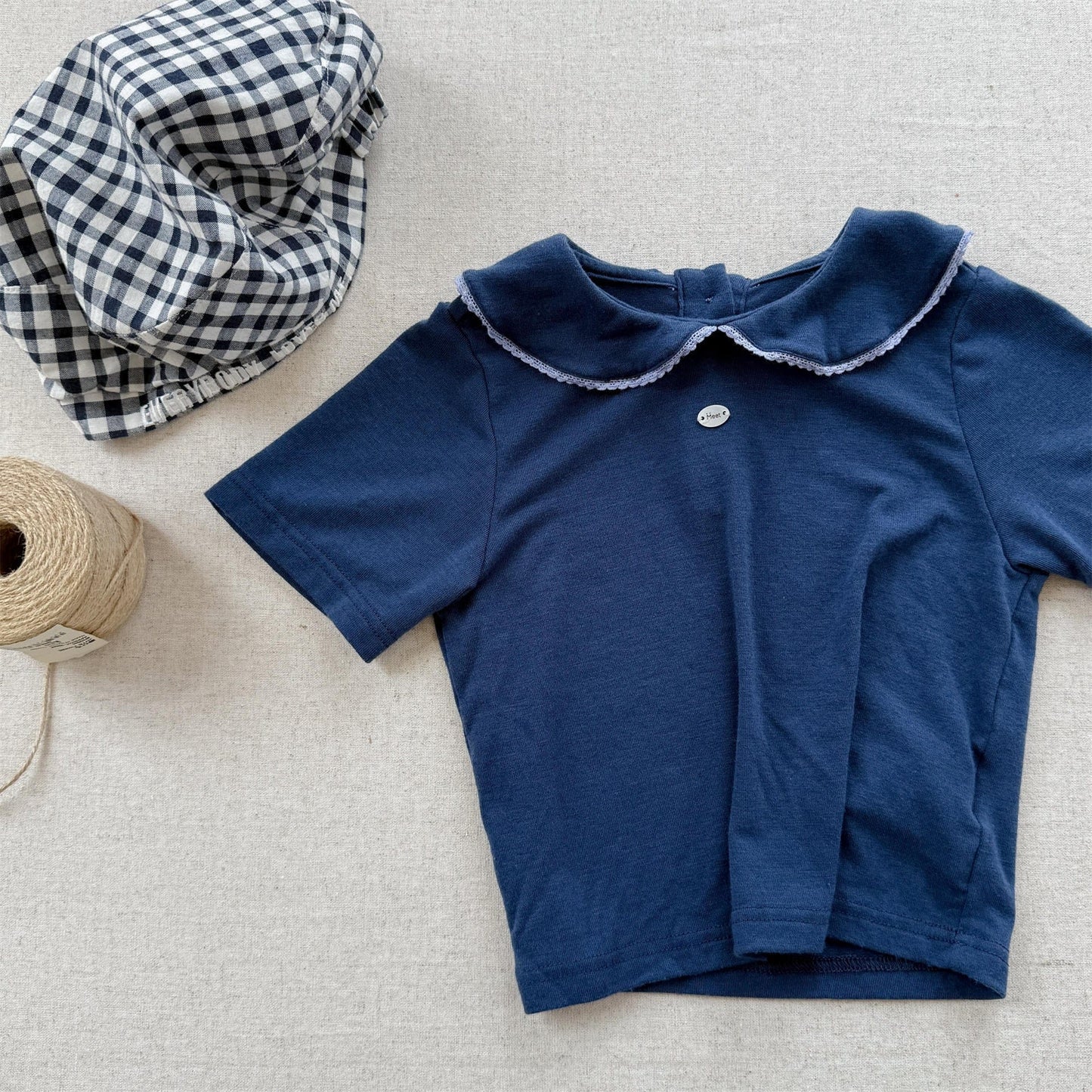 半袖Tシャツ Blue / 80cm 丸襟半袖Tシャツブラウス【mh0009785】