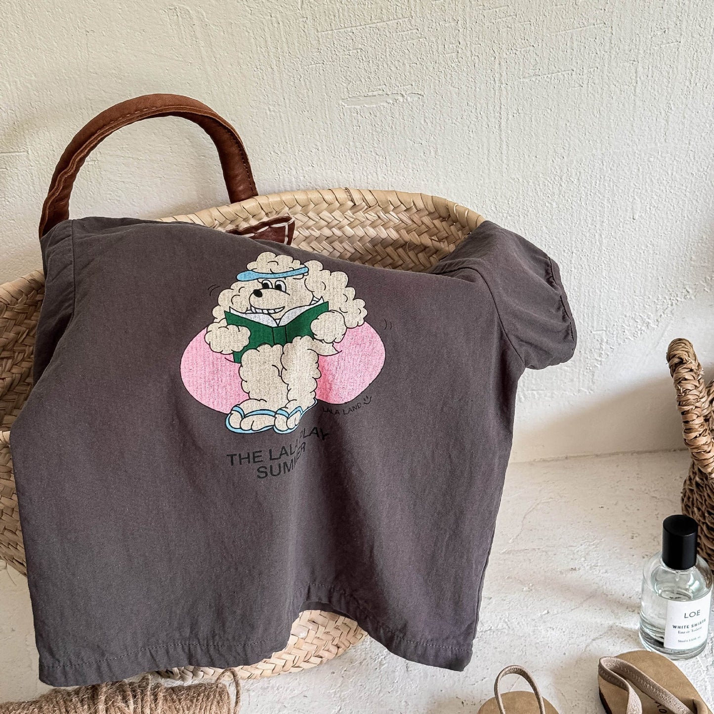 半袖Tシャツ Dark Gray / 80cm ベアくま/ドッグ犬プリント半袖Tシャツ【mh0009378】