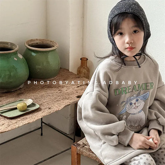 長袖Tシャツ キッズトップス キャラクタープリント裏フリース長袖スウェットシャツ【mh0008198】