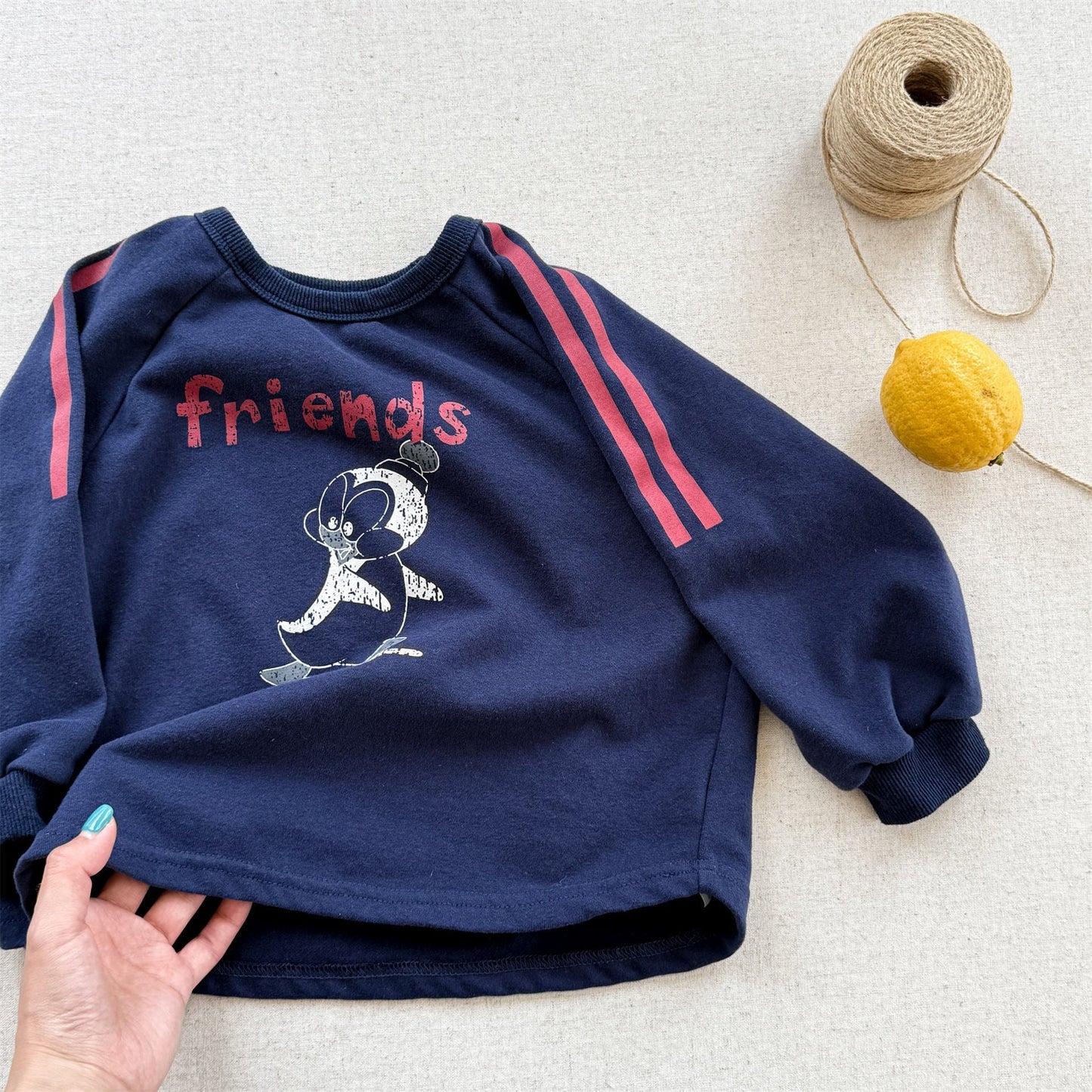 長袖Tシャツ Navy / 80cm プリント柄サイドライン長袖Tシャツ【mh0010619】