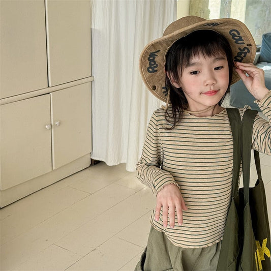 長袖Tシャツ キッズトップス ボーダーフリルネック長袖Tシャツ【mh0009019】