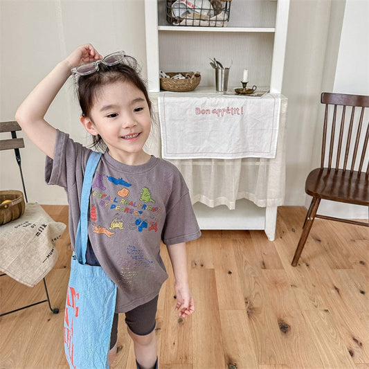 半袖Tシャツ カラフルお絵描きプリント半袖Tシャツ【mh0009388】