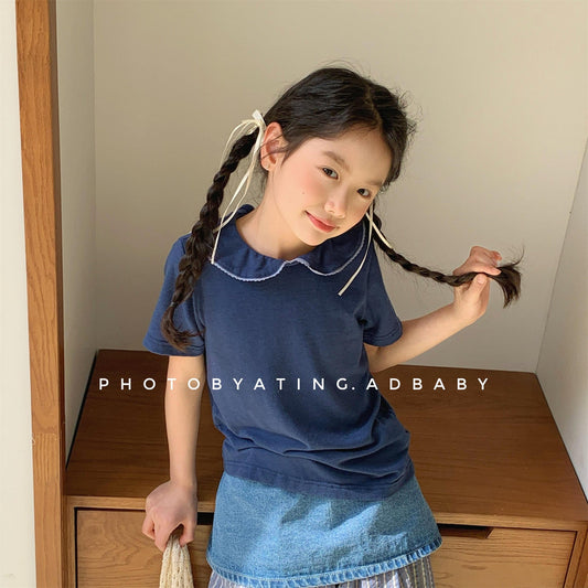 半袖Tシャツ 丸襟半袖Tシャツブラウス【mh0009785】