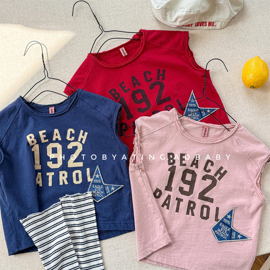 半袖Tシャツ ロゴプリントノースリーブTシャツ【mh0010127】