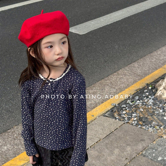 長袖Tシャツ フラワー小花柄プリント長袖Tシャツカットソー【mh0010631】