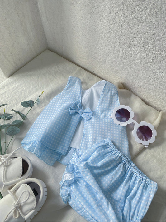 al agua patos | Gauze Cotton Gingham Setup ガーゼコットンギンガムチェックセットアップ【mh0020152】 mamahalo shop