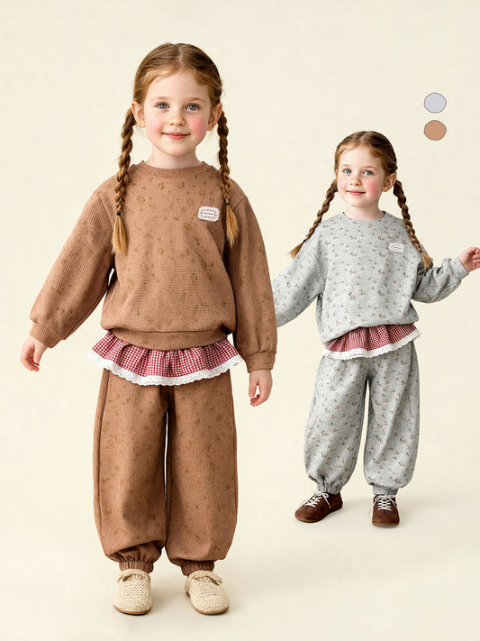 長袖セットアップ Floral Sweatshirt Sweatpants Set 小花柄スウェットセットアップ【mh0011985】