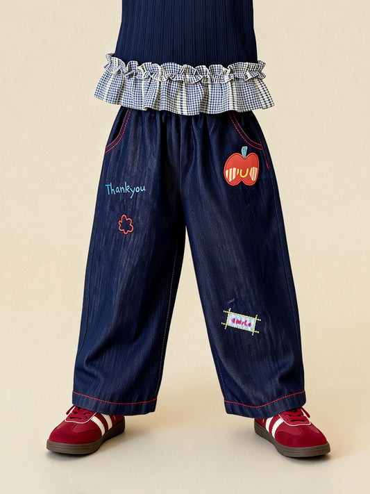 デニムパンツ Graffiti Embroidered Denim Pants 刺繍入りソフトデニムパンツ【mh0011974】