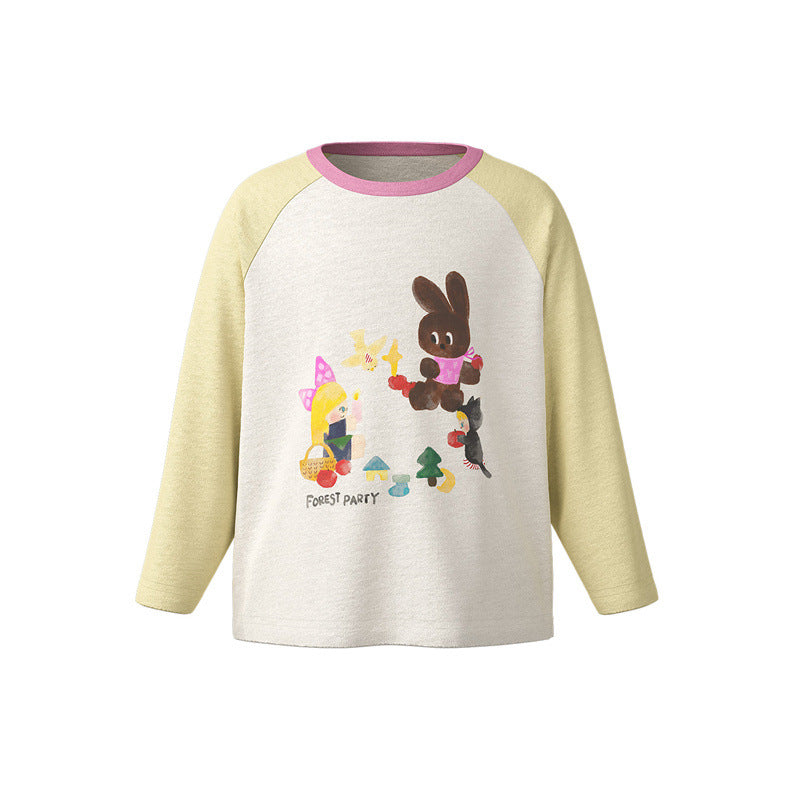 長袖Tシャツ Light Yellow / 90cm Patchwork Raglan Crew Neck T-Shirt パッチワークラグラン長袖Tシャツ【mh0011970】