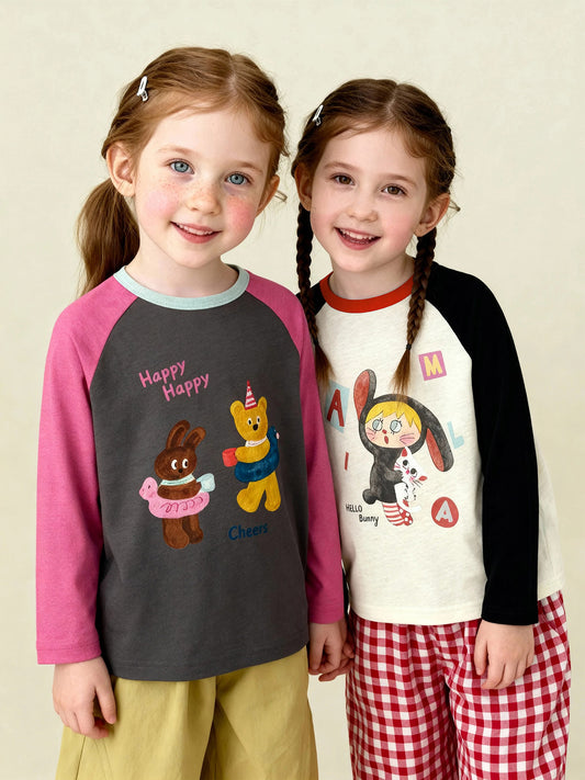 長袖Tシャツ Patchwork Raglan Crew Neck T-Shirt パッチワークラグラン長袖Tシャツ【mh0011970】