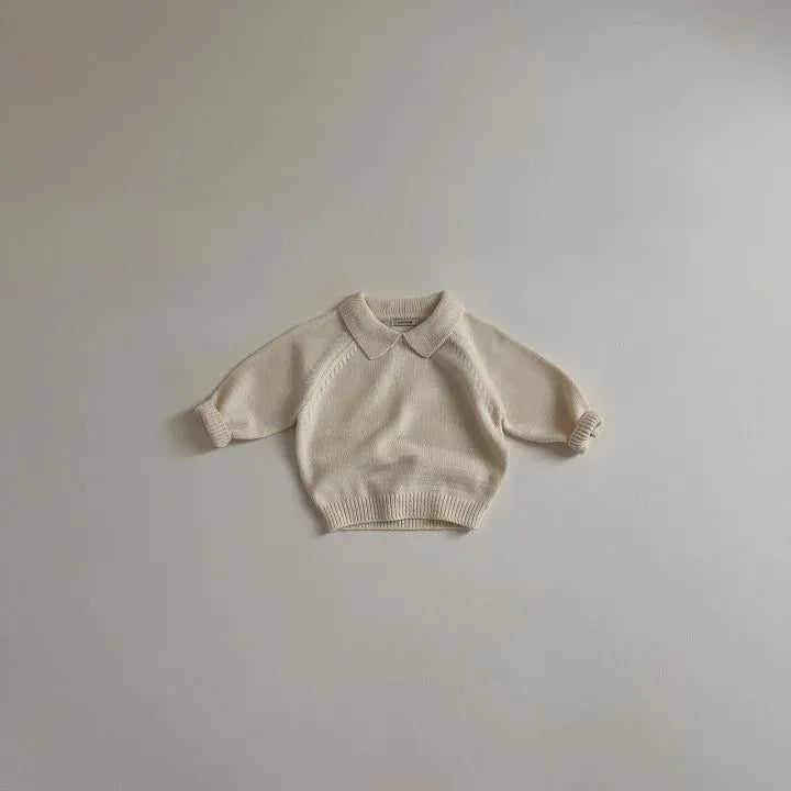 ニット・セーター Beige / 12M 80CM キッズトップス ポロ襟ニットセータートップス ボーダー/無地3カラー【mh0007044】