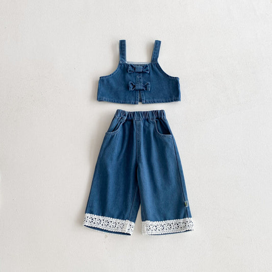 ノースリーブセットアップ blue / 73cm Denim Three-Piece Set デニム セットアップ【mh0012094】