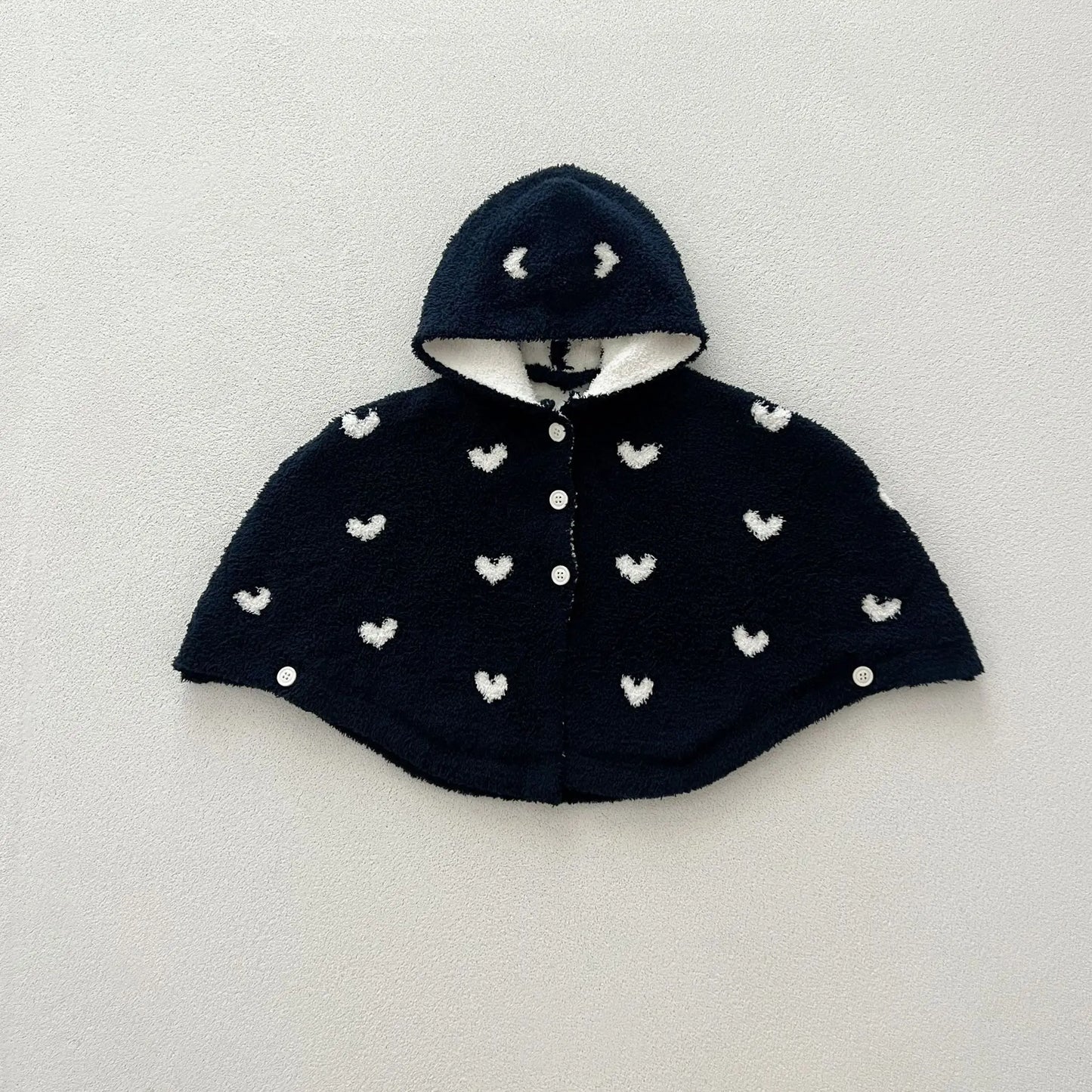 ショートコート・ジャケット・ジャンパー Dark Blue / M (0-12M) ベビーアウター ハートフーディフリースケープポンチョコート【mh0008279】