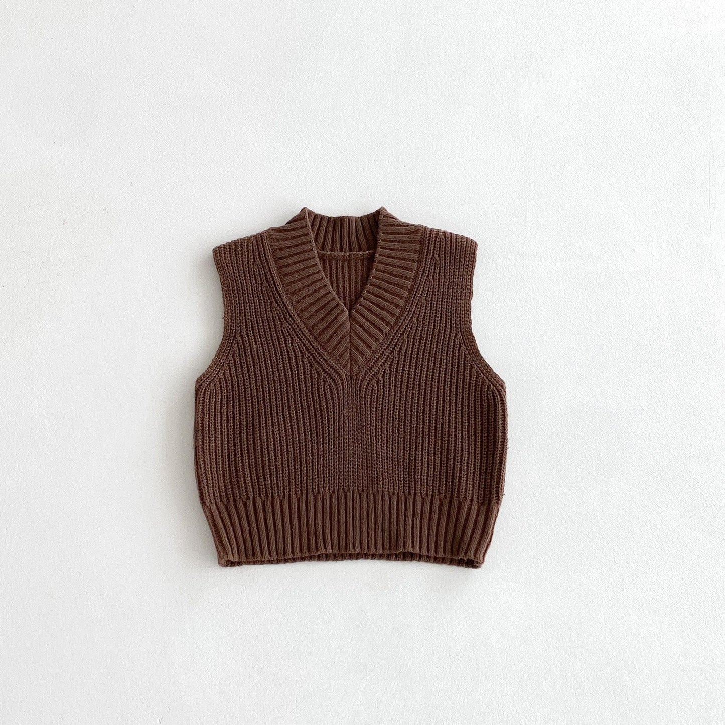 ベスト Light Brown / 80cm ざっくりニットVネックベスト【mh0010686】