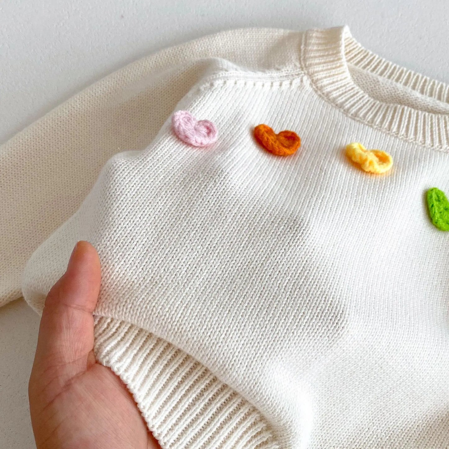 ニット・セーター キッズトップス カラフルハートアップリケニットセーター【mh0007047】