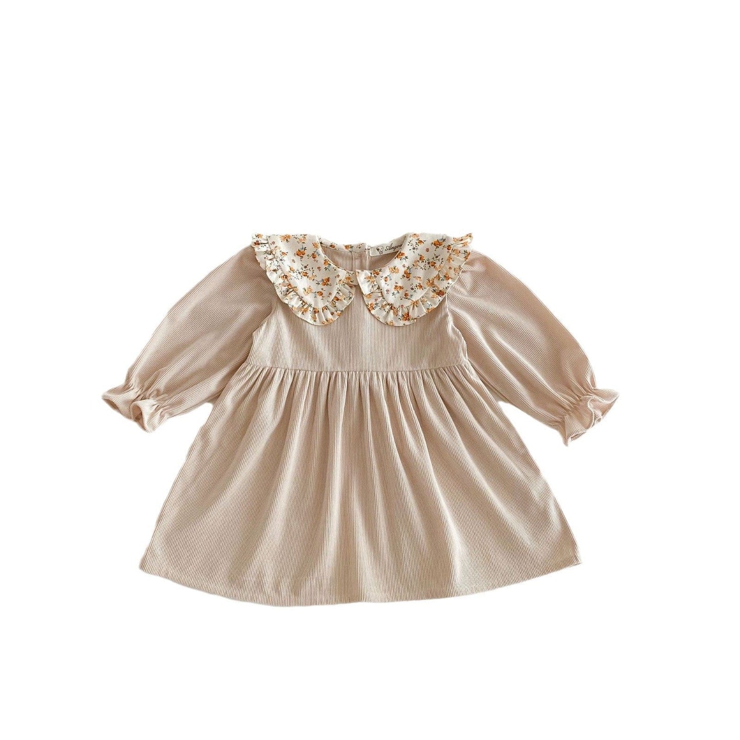 長袖ワンピース フラワーフリル丸襟長袖ワンピース【mh0009242】