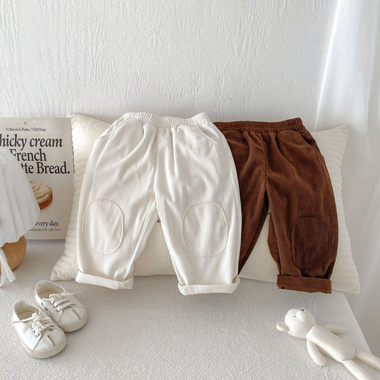 ロングパンツ・スウェットパンツ 膝パッチコーデュロイロングパンツ【mh0010678】