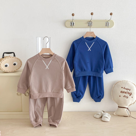 長袖セットアップ Simple Casual Sweatshirt Set シンプル スウェット セットアップ【mh0011957】