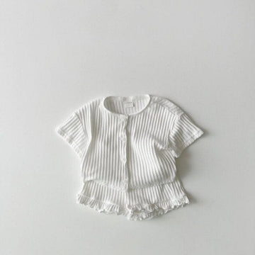 半袖セットアップ キッズ セットアップ リブ フリル 半袖 Tシャツ ショートパンツ ガールズ【mh0002593】