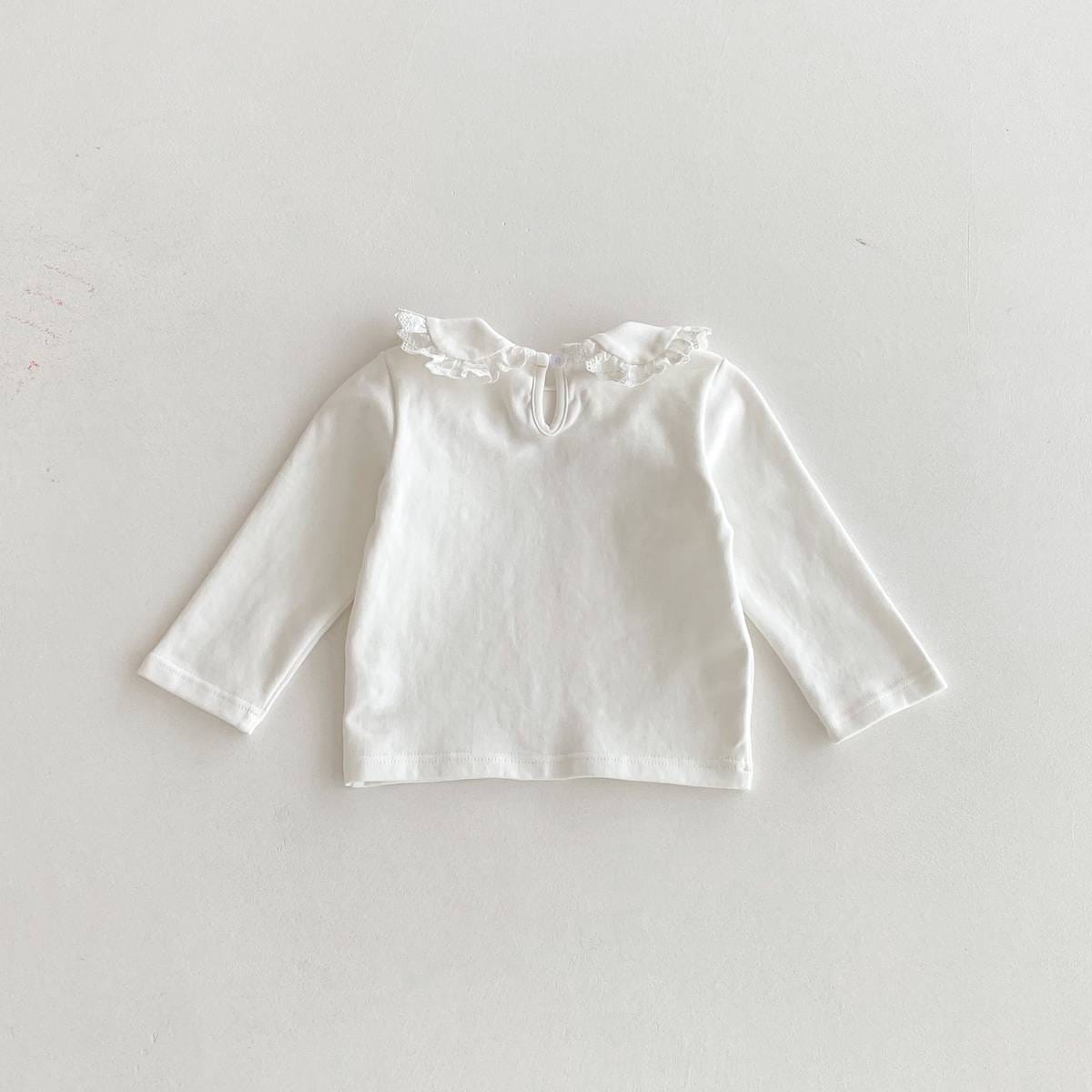 長袖シャツ・ブラウス 長袖Tシャツ カットソー フリル レース襟 付け襟風 シンプル インナー【mh0011386】