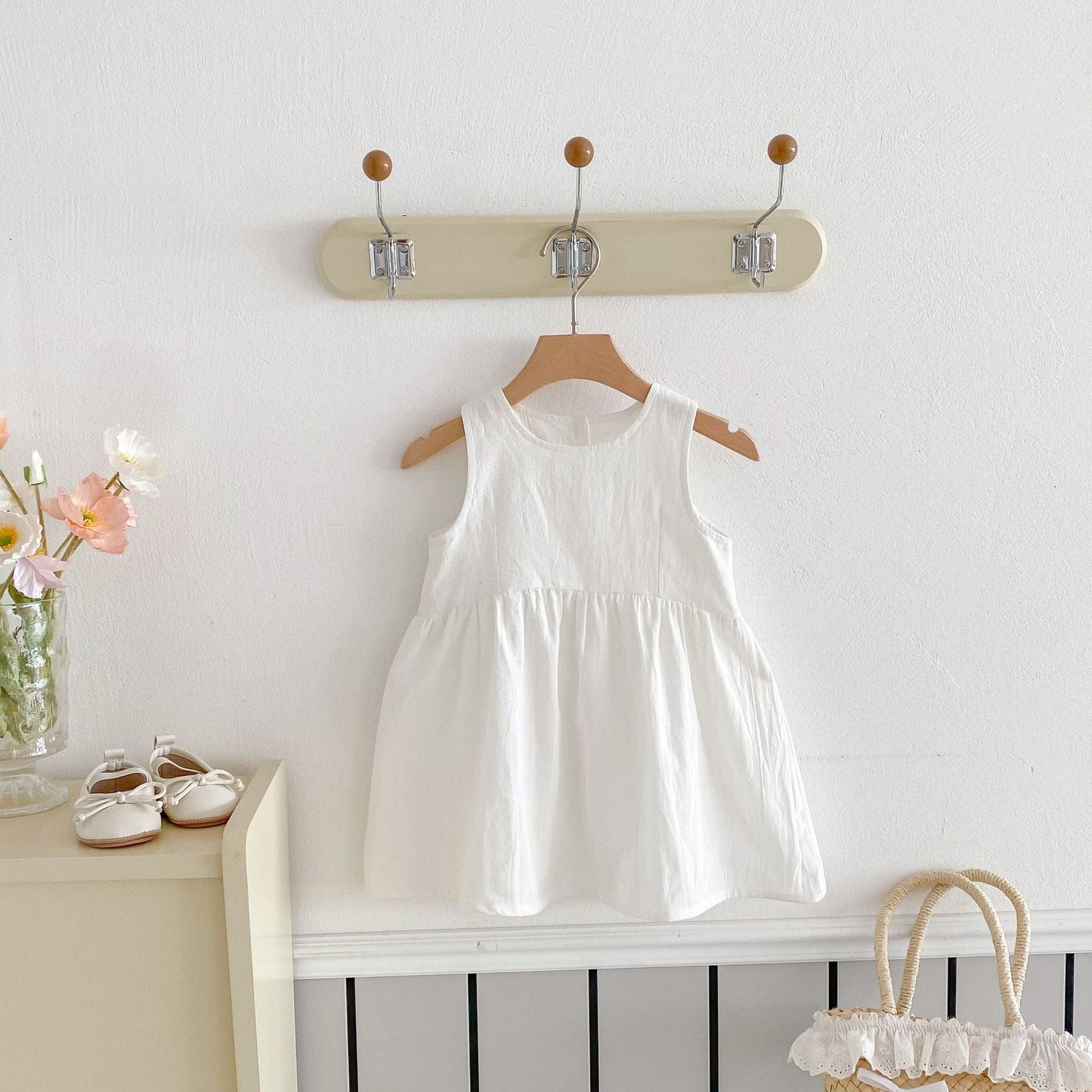 ノースリーブワンピース White / 80cm ノースリーブデイリーサマーワンピース【mh0009251】