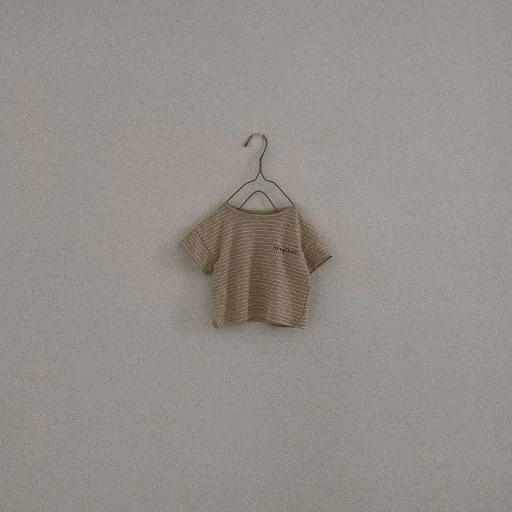 半袖Tシャツ Brown / 6M 66cm ベビートップス 半袖ボーダーTシャツ レターロゴプリント【mh0005425】