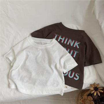 Back Letter Print Cotton Top ロゴ バックプリント半袖Tシャツ【mh0013642】 GL-Kids 半袖Tシャツ