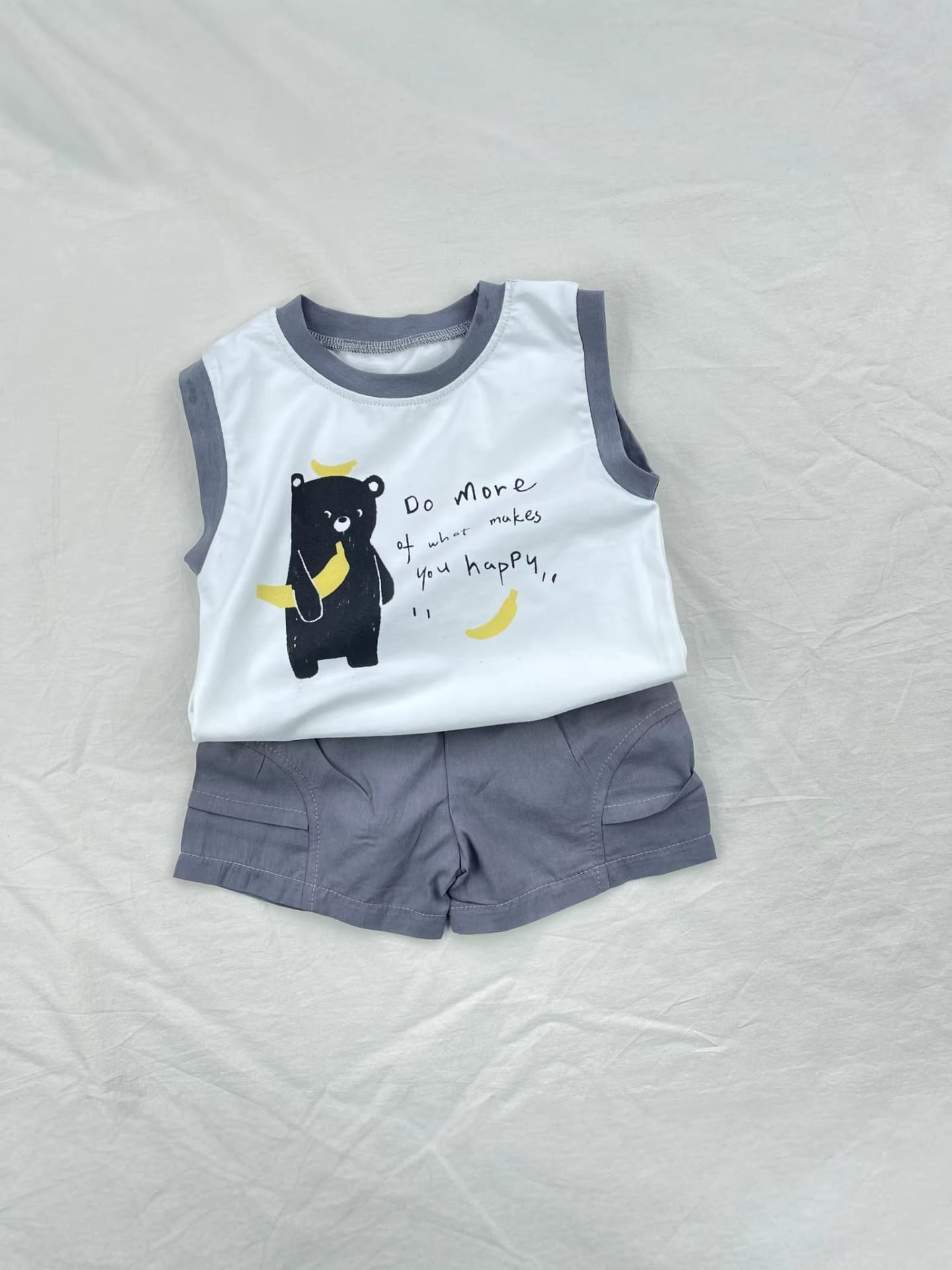 Banana Bear Tank Top Set クマ バナナ ノースリーブ ショートパンツ セット【mh0012909】 yi nian ni ノースリーブセットアップ