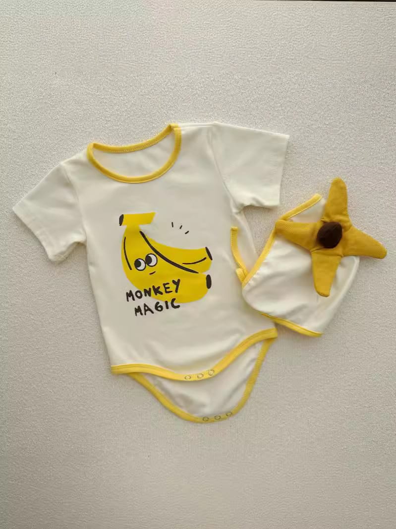 Banana Costume Short-Sleeve Romper With Hat Set バナナ 半袖ロンパース コスチューム【mh0013357】 TOMMY'S GIFTS 半袖ロンパース