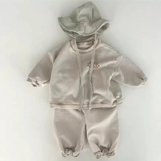 長袖セットアップ ベビーセットアップ 2点セット レターロゴワンポイントスウェットトレーナー+スウェットパンツ 2カラー【mh0007228】