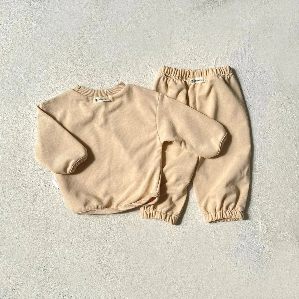 長袖セットアップ ベビーセットアップ 2点セット Buttersロゴプリント長袖スウェットシャツ+ロングスウェットパンツ【mh0008052】