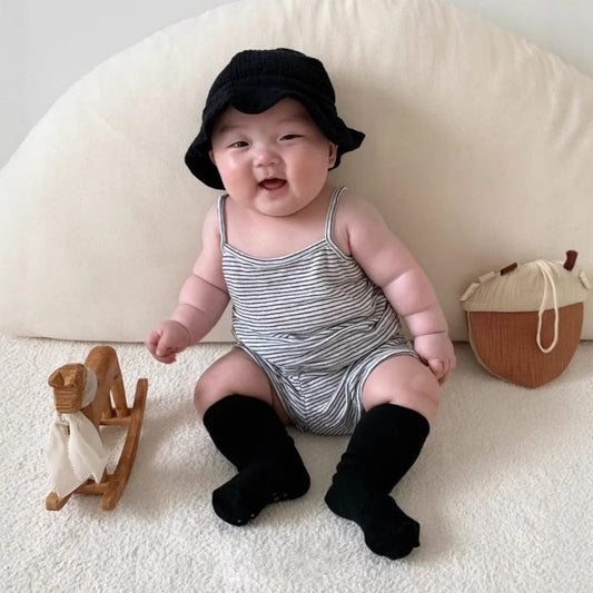 ノースリーブセットアップ ボーダーキャミソールトップス+ショートパンツセットアップ 2点セット【mh0009856】