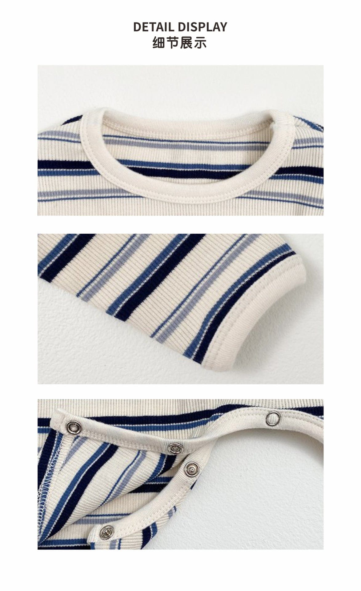 長袖ロンパース カラフルボーダーロンパース ボンネット付き リブ編み コットンカバーオール 2点セット【mh0010891】