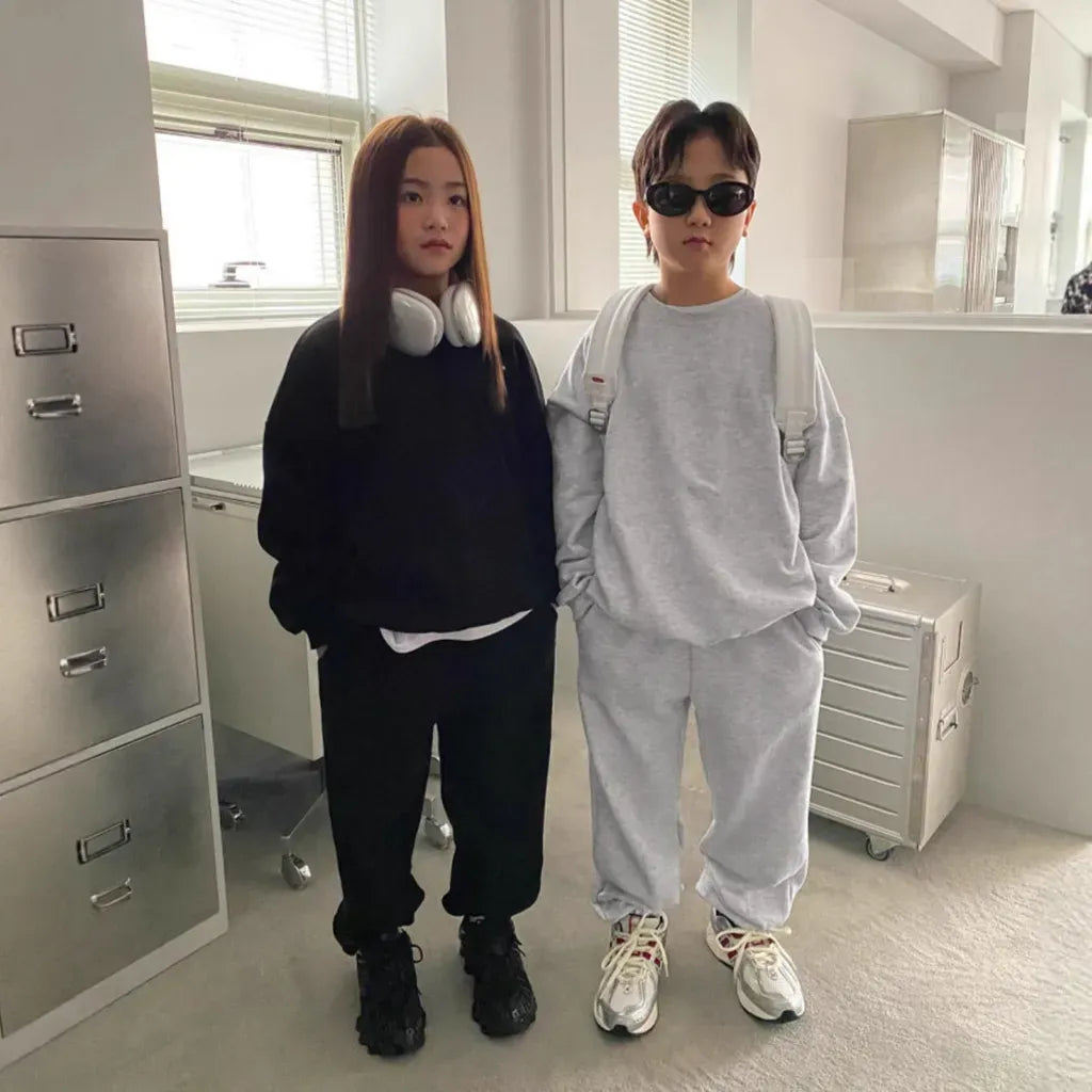 長袖セットアップ キッズ裏起毛スウェットシャツ+スウェットパンツセットアップ 2点セット【mh0011100】