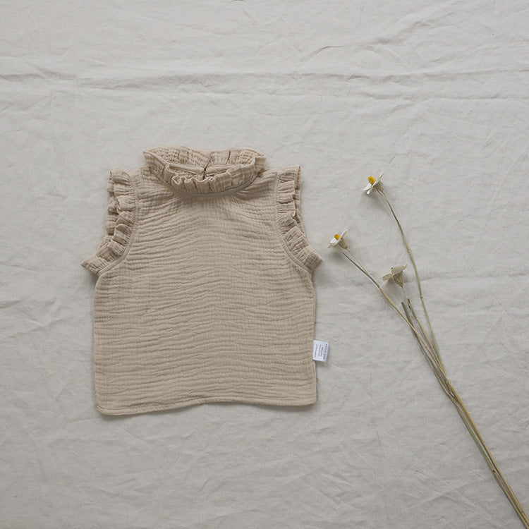 タンクトップ・キャミソール・ノースリーブトップス Apricot / 73cm Floral Sleeveless Baby Blouse 花柄 ノースリーブ ブラウス【mh0012122】