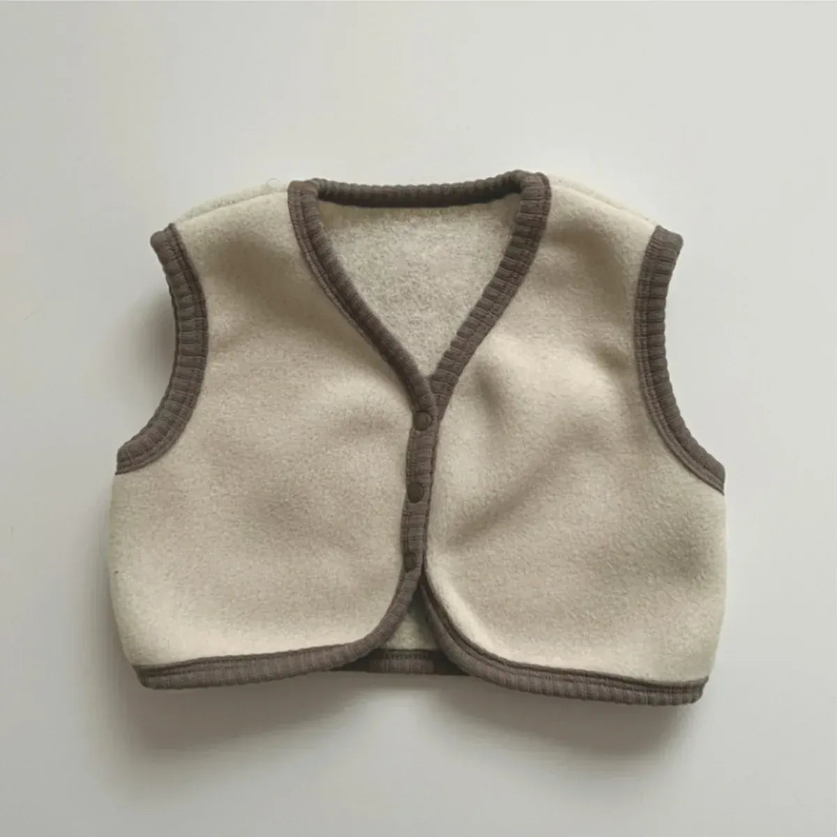 ベスト Beige Apricot / 6M 66CM ベビーベスト フリースバイピング前あきシンプルベスト【mh0008156】