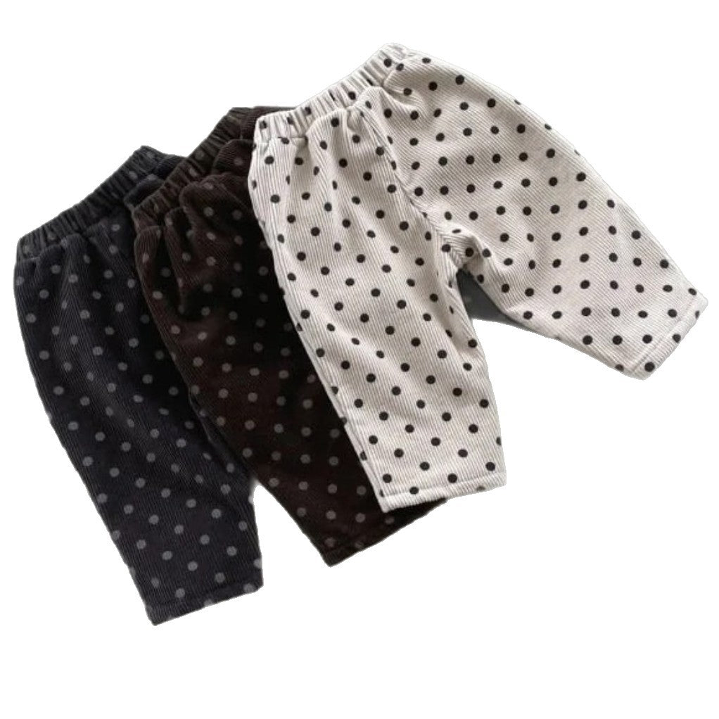 ロングパンツ・スウェットパンツ Corduroy Fleece Polka Dot Slacks ドット柄 裏ボア コーデュロイ パンツ【mh0011940】