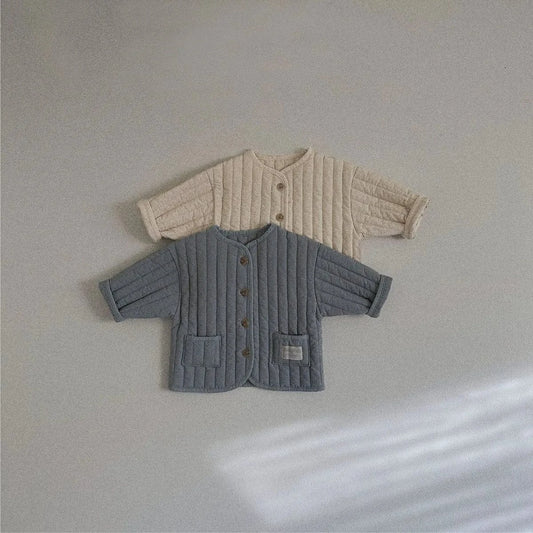 ショートコート・ジャケット・ジャンパー ベビーアウター キルティングノーカラーシンプルブルゾンジャケット【mh-0008509】