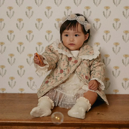 ショートコート・ジャケット・ジャンパー ベビーアウター レトロフラワープリントレースジャケットコート【mh0008150】