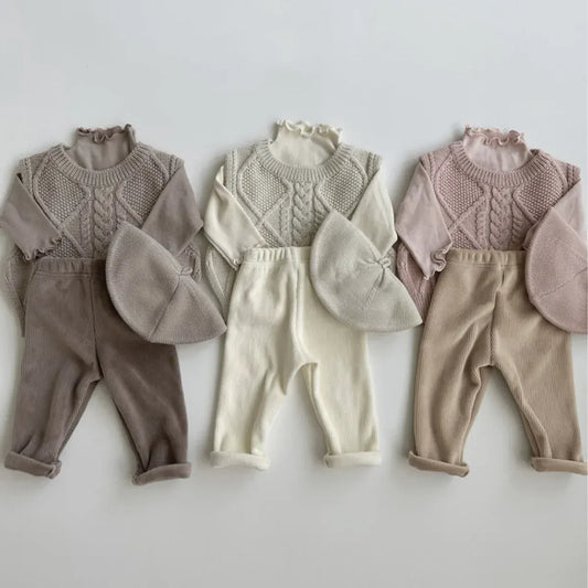 レギンスパンツ ベビーパンツ シンプルベーシック裏フリースロングレギンスパンツ【mh0008483】